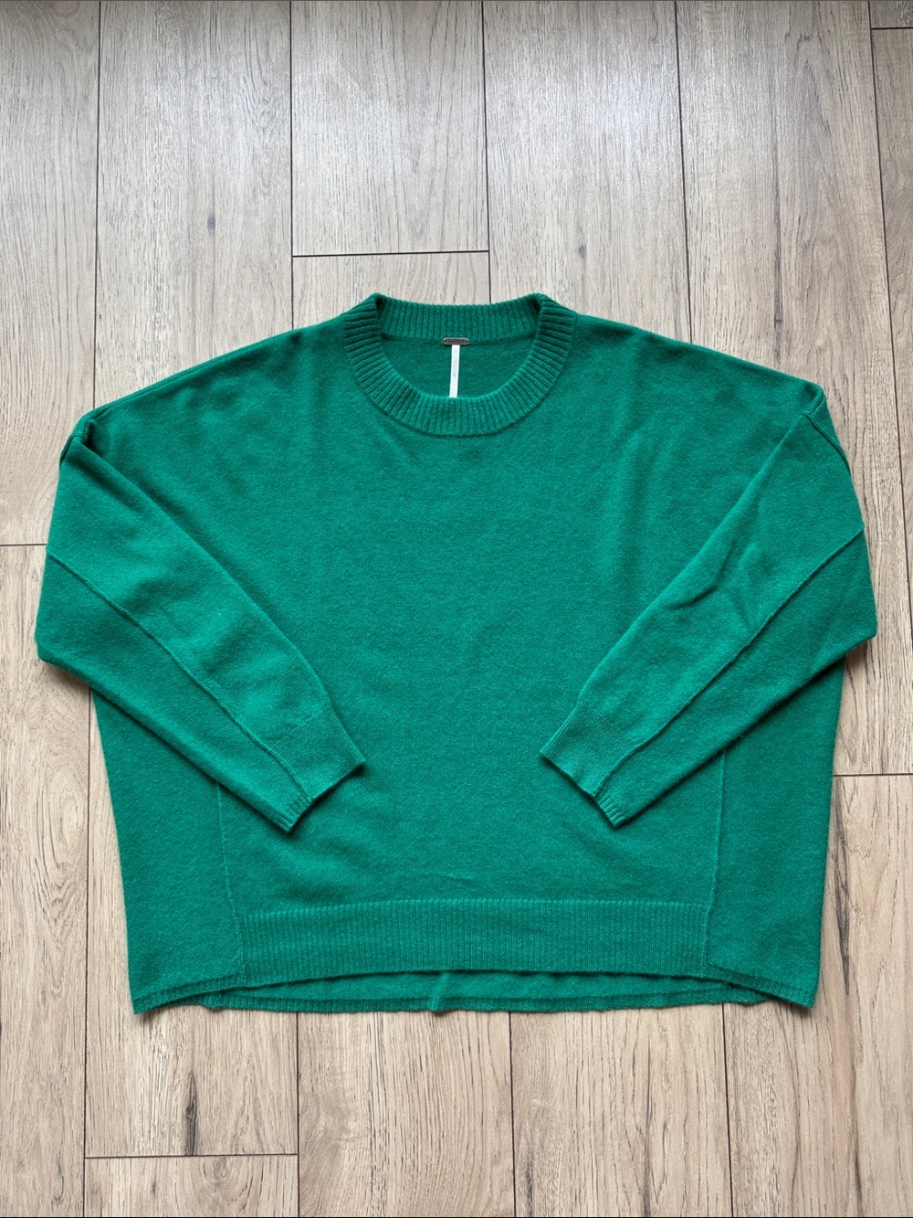 Free People 100% Cashmere Sweater Women’s Large Green Oversized Crewneck